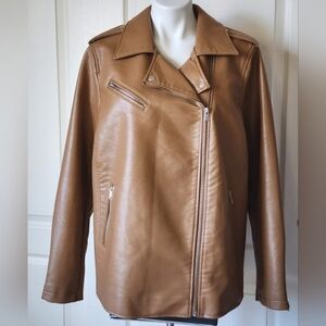 Lane Bryant Faux Camel Leather Moto Jacket